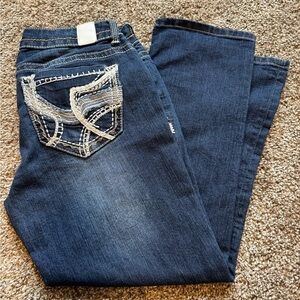 Maurices Women's Cropped Jeans Sz 5/6 Straight Embroidered Stretch